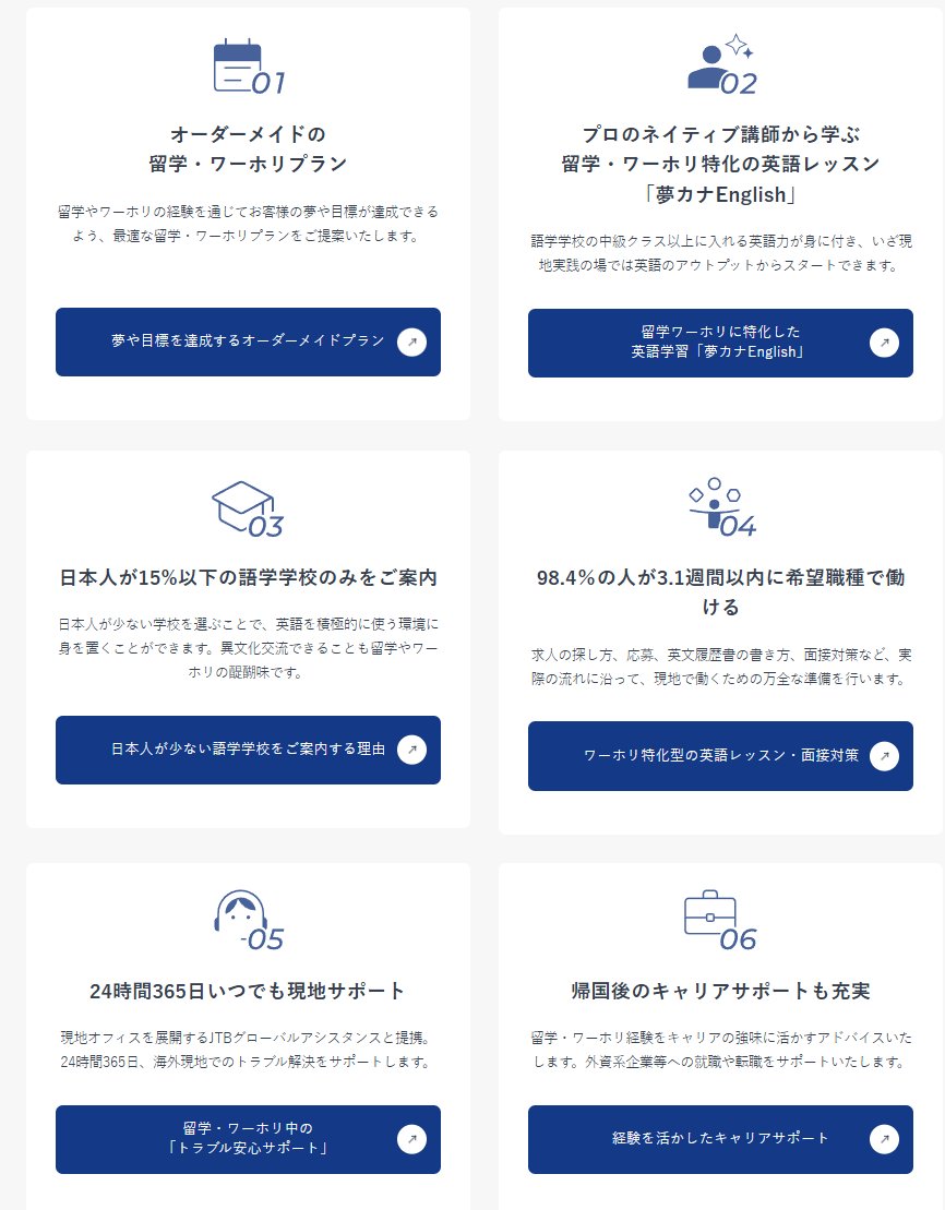 夢カナ留学の特徴